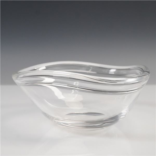 Steuben Glass Triangular Bowl with Cloth Pouch