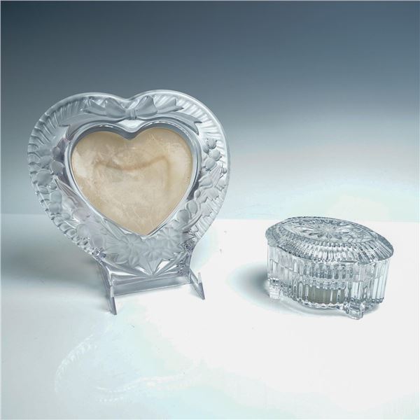 2pc Crystal Heart Frame and Waterford Crystal Jewelry Music Box