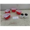 Image 1 : 4 Pyrex Refrigerator Dishes, Milk Glass Salt+Pepper