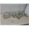 Image 1 : large glass serving tray, 14 silver glass ornaments, 
