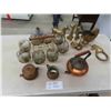 Image 1 : copper tea pot, creamer and sugar bowl, 6 pc