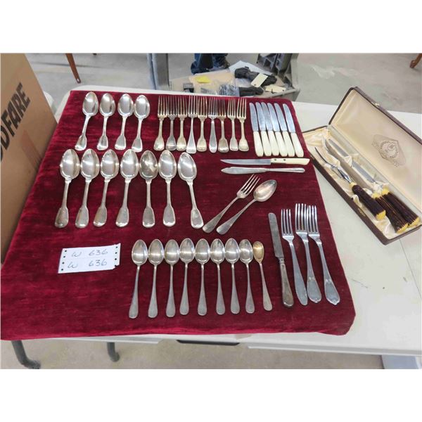 silver plated cutlery, 3 pc carving set 