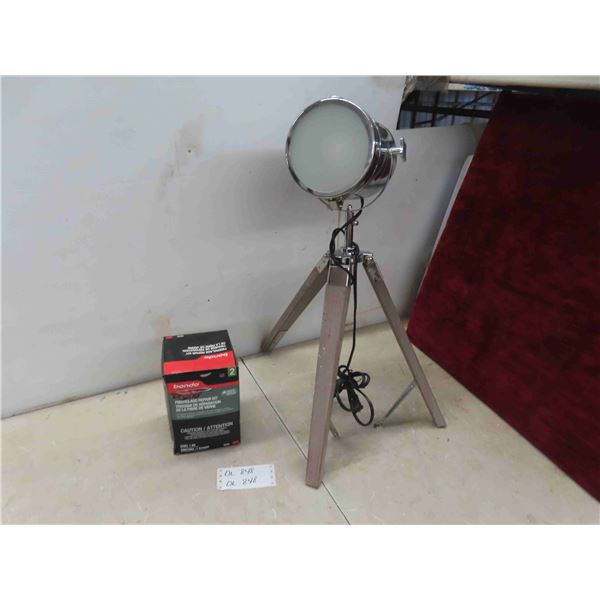 fiberglass repair kit and tripod spotlight 
