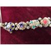 Image 2 : 14kt Gold Bracelet  1950s Semi Precious Stones Turquoise , Amethyst, Coral Slide Charm Bracelet