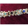 Image 3 : 14kt Gold Bracelet  1950s Semi Precious Stones Turquoise , Amethyst, Coral Slide Charm Bracelet