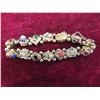 Image 8 : 14kt Gold Bracelet  1950s Semi Precious Stones Turquoise , Amethyst, Coral Slide Charm Bracelet