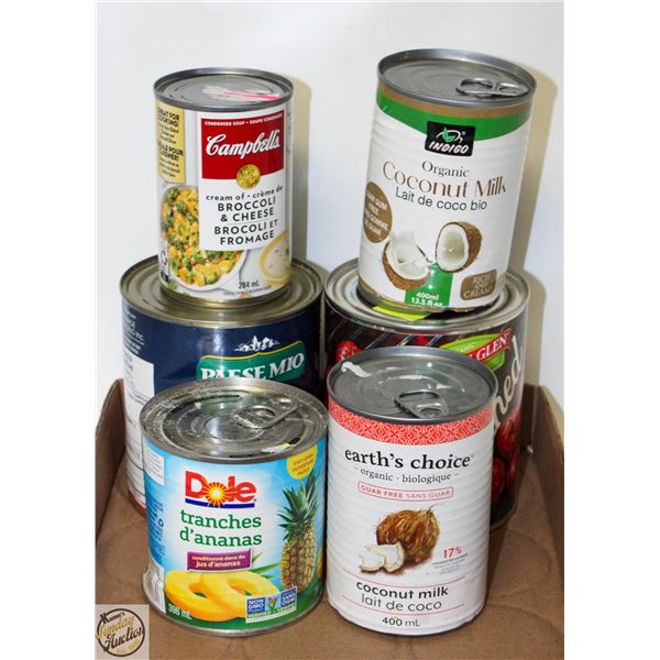 NEW FLAT OF 6 CANNED FOOD PRODUCTS