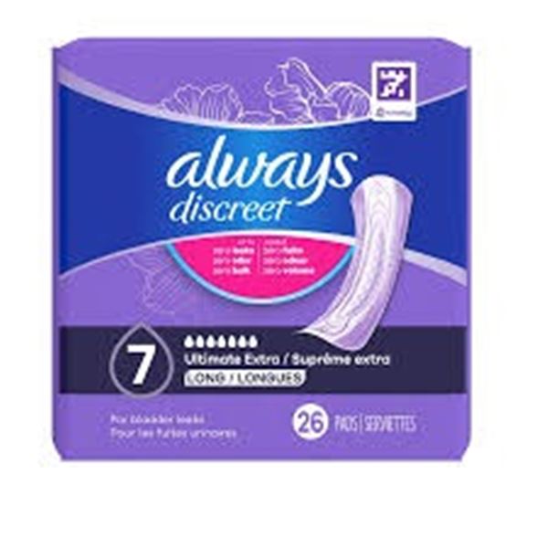 NEW 26 PADS ALWAYS DISCREET ULTIMATE EXTRA 7 LONG