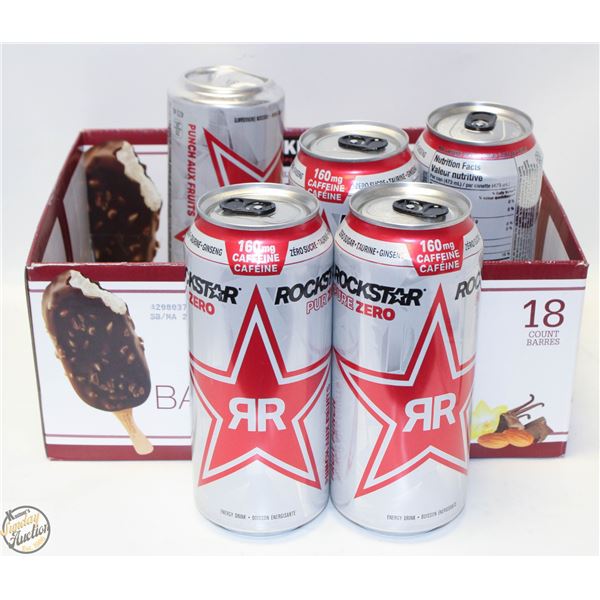 5 CANS OF ROCKSTAR PUREW ZERO FRUIT PUNCH