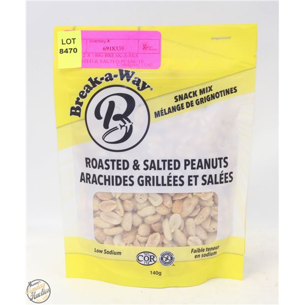 NEW 2 X 140G BREAK-A-MIX ROASTED & SALTED PEANUTS