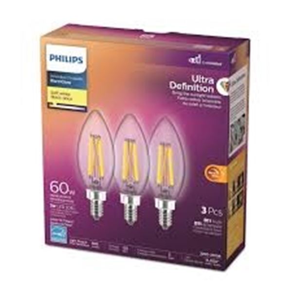 NEW 3 PIECES PHILIPS SOFT WHITE LIGHT BULBS 60W