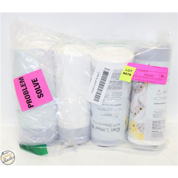 NEW 4 X 20 PIECES CAT LITTER BAGS WITH DRAWSTRING