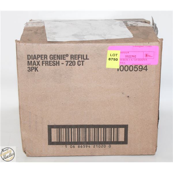 NEW WITH BOX 3 X 720 DIAPER GENIE REFILL