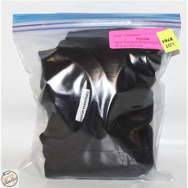 NEW AMAZON ESSENTIALS XS BLACK CROP TOP