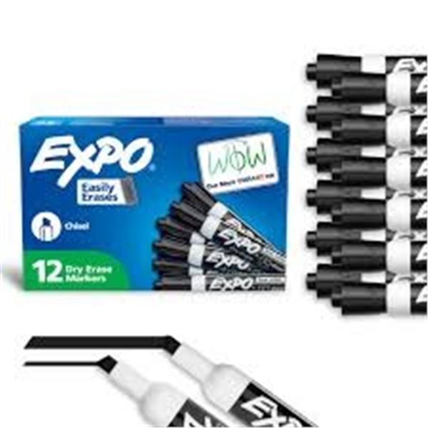 NEW 12 EXPO DRY ERASE MARKERS BLACK
