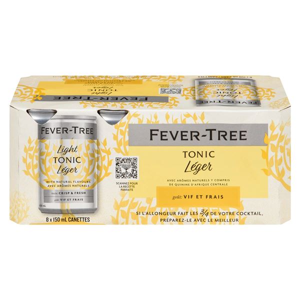 NEW 8 X 150ML FEVER-TREE LIGHT TONIC