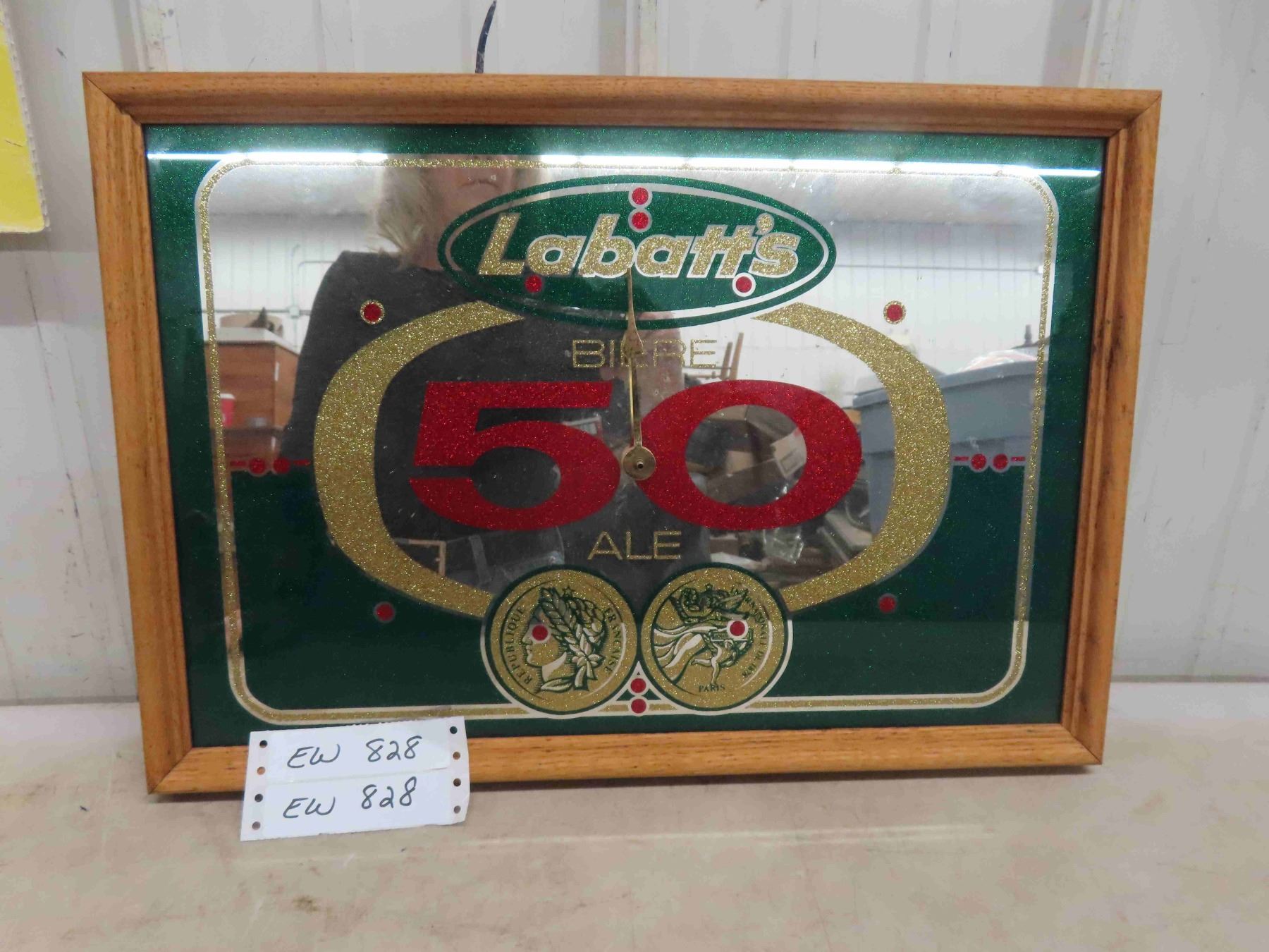 Labatts 50 Ale Mirrored Sign with Clock 19x13 - McSherry Auction ...