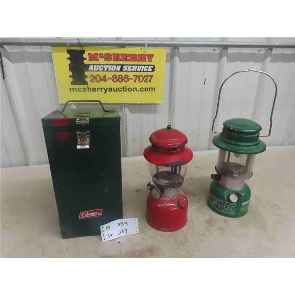 2 Coleman Lanterns Model 321B & 200 , 1 Has Metal Case. 