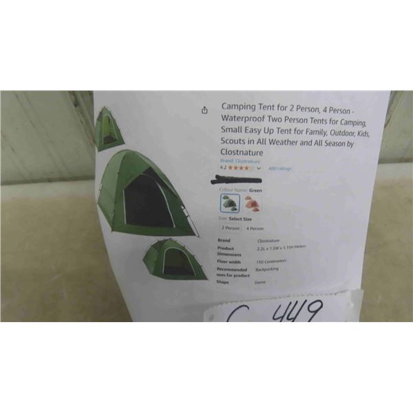 Camping Tent for 2 Person, 4 Person - Waterproof Two Person Tents 