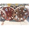 Image 8 : 4 Sets of 2 Steel Antique Wheels with Axle 19.5" 