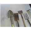 Image 2 : 5 Hand Yard Tools : Fork, Hoe, Shovel, Edge 