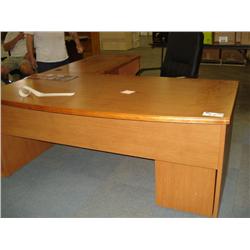 Oak L-Shaped Bowfront Executive Desk