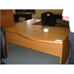 Oak L-Shaped Semi-bowfront Executive Desk