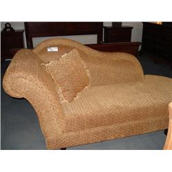 Gold Cloth Queen Ann Chaise Lounge Chair