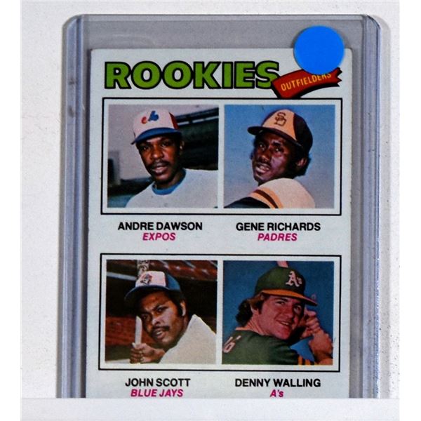 Baseball Cards - 1977 Rookie Outfielders Card - Dawson, Richards, Scott, Walling