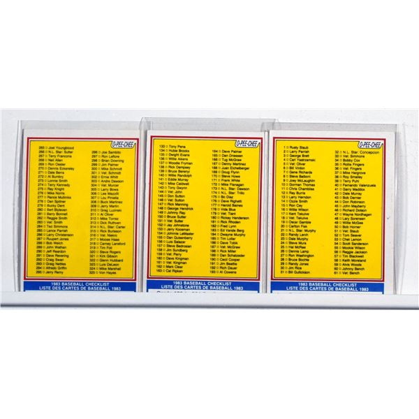 Baseball Cards - 1983 Baseball Checklist
