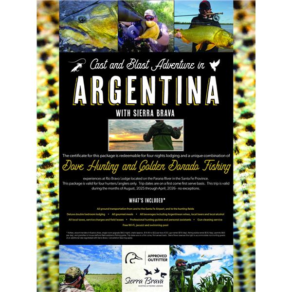 Cast and Blast Adventure for Four Hunters/Anglers