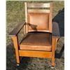 Image 1 : VINTAGE WOOD AND LEATHER ROCKING CHAIR
