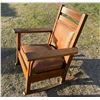 Image 3 : VINTAGE WOOD AND LEATHER ROCKING CHAIR