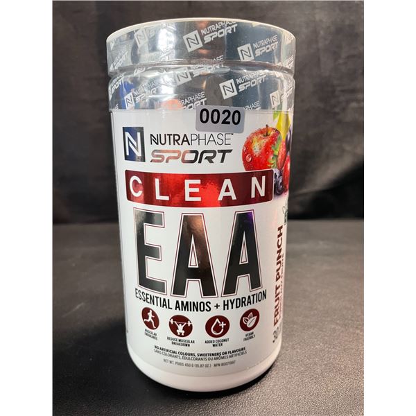 1 Tub of NutraPhase Sport Clean EAA Fruit Punch Diet Supplement - 450g (Exp: 06/2027) - New Sealed