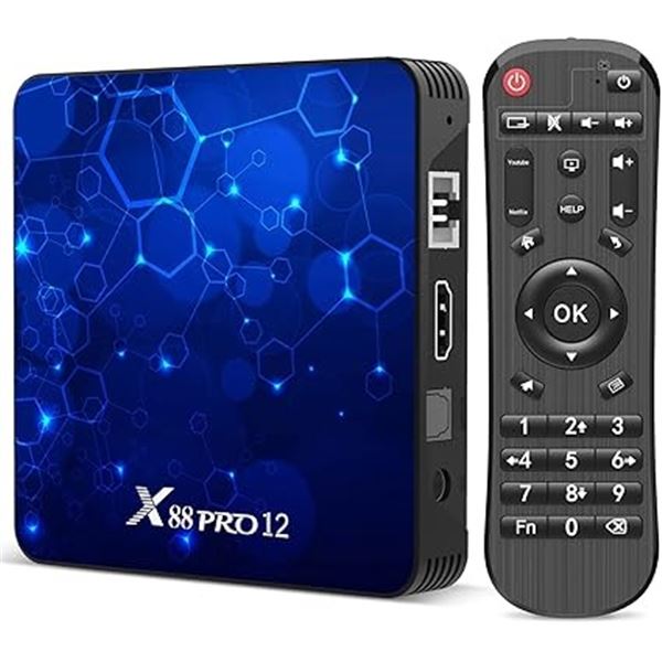 1 Android 12.0 X88 PRO TV Box; 4GB RAM 32GB ROM Quad-Core 4K BT 5.0 Smart TV Box - Brand New