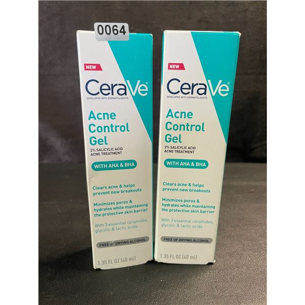 2 CeraVe Acne Control Gels/Acne Treatments - Clears Acne & Prevents New Breakouts - 40ml - New