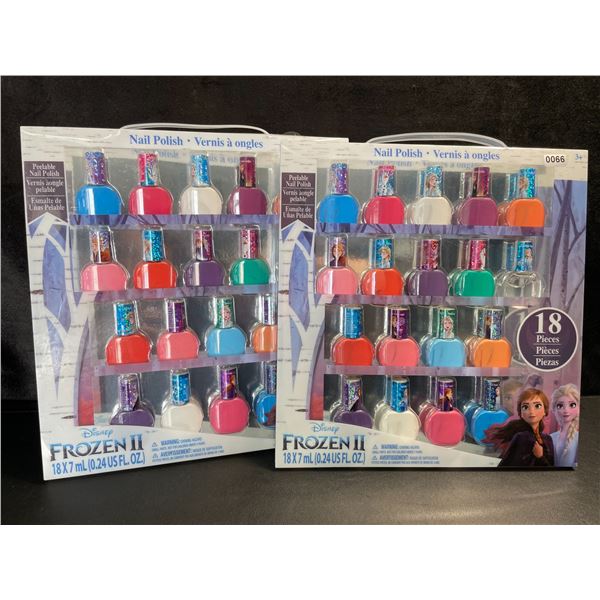 2 Disney Frozen II Peelable Nail Polish Sets for Girls (18 x 7ml Colours Per Pack) - New