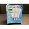 Image 2 : Box of 2 Philips 100W LED Soft White 14w A19 Light Bulbs - New
