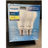 Image 2 : Box of 2 Philips 100W LED Soft White 14w A19 Light Bulbs - New