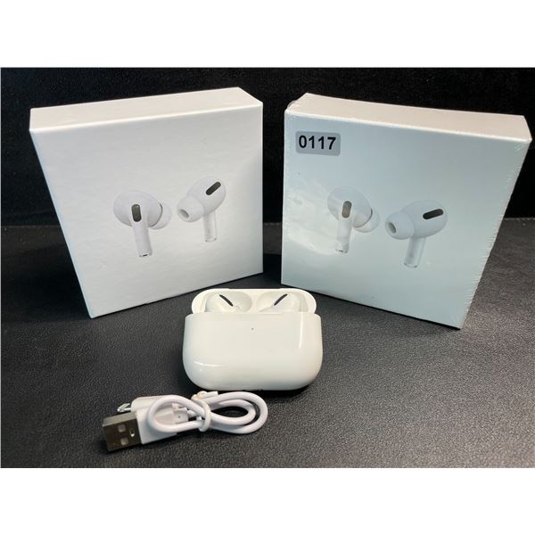 2 Pairs of TWS Airpod-Style Wireless Earbuds with Charging Cases - White - New