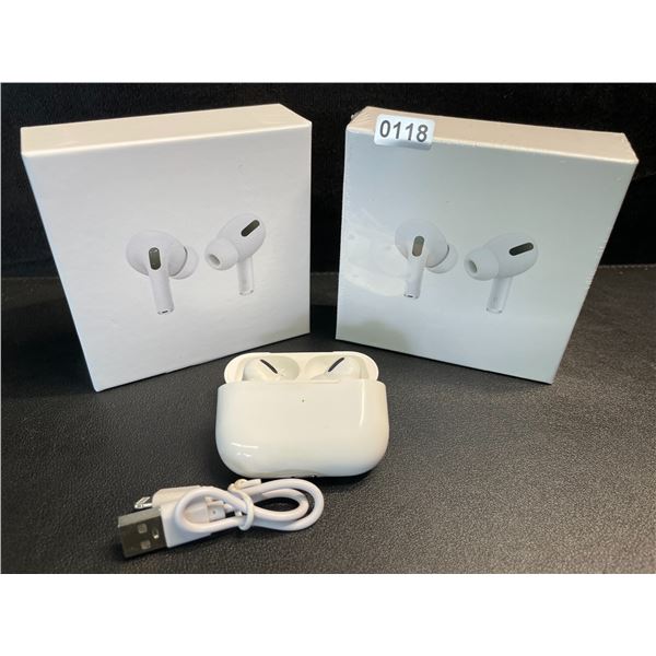 2 Pairs of TWS Airpod-Style Wireless Earbuds with Charging Cases - White - New