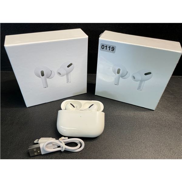 2 Pairs of TWS Airpod-Style Wireless Earbuds with Charging Cases - White - New