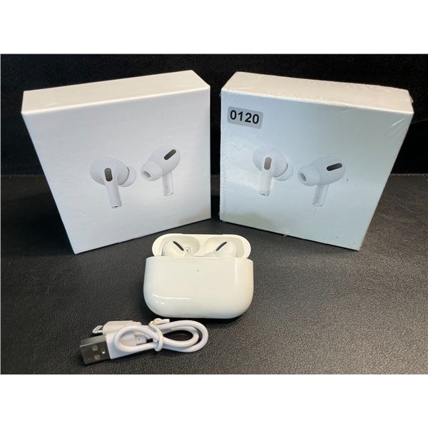 2 Pairs of TWS Airpod-Style Wireless Earbuds with Charging Cases - White - New