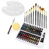 Image 6 : Salvador Acrylic 40PC Paint Set; Includes 24-Colours w/ 12 Brushes, Mixing Knife, Palette, etc - NEW