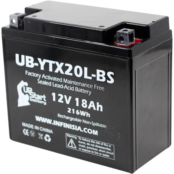 1 Upstart Factory Activated Sealed Lead-Acid 12V 18Ah Battery/Motorcycle Battery - New Sealed!