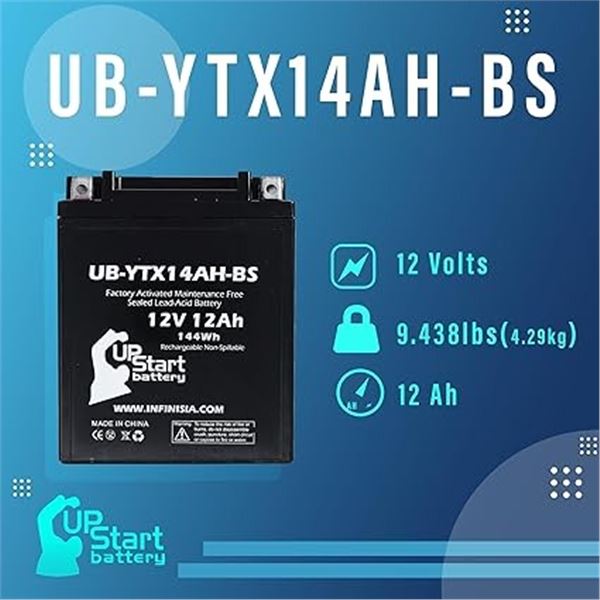1 Upstart Factory Activated Sealed Lead-Acid 12V 12Ah Battery; Motorcycle/ATV/Powersport Battery NEW