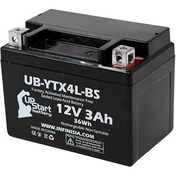 1 Upstart Factory Activated Sealed Lead-Acid 12V 3Ah Battery/Motorcycle Battery - New Sealed!