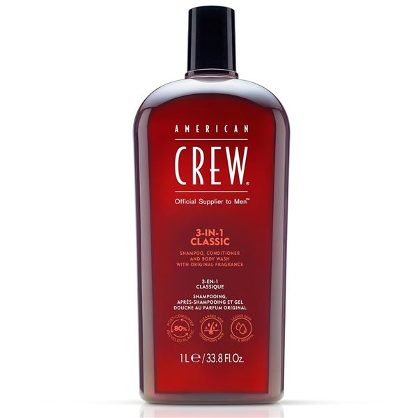 1 Bottle of American Crew Men's 3-in-1 Classic Shampoo/Conditioner/Body Wash - 1L (33.8oz) - New