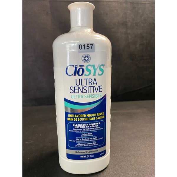 1 Bottle of CloSys Ultra Sensitive Unflavored Mouth Rinse/Mouthwash - 946ml - New Sealed