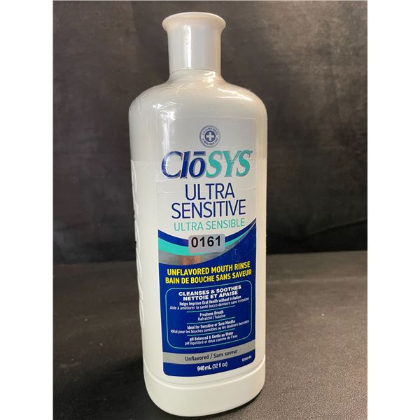 1 Bottle of CloSys Ultra Sensitive Unflavored Mouth Rinse/Mouthwash - 946ml - New Sealed